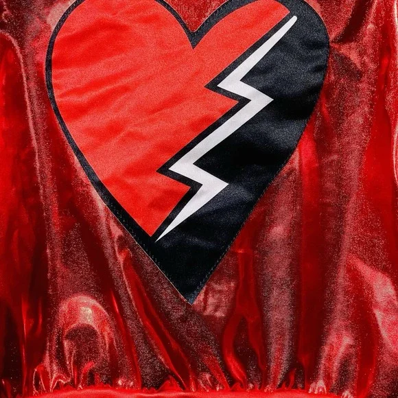 The Rise Of Red Heart Jacket Metallic Red Cropped Costume Euro Size 140/ Us XS/S - Picture 9 of 12